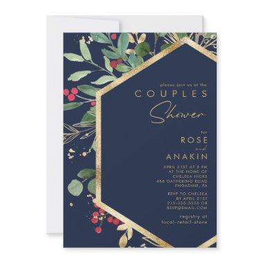 Modern Christmas Greenery | Navy Couples Shower