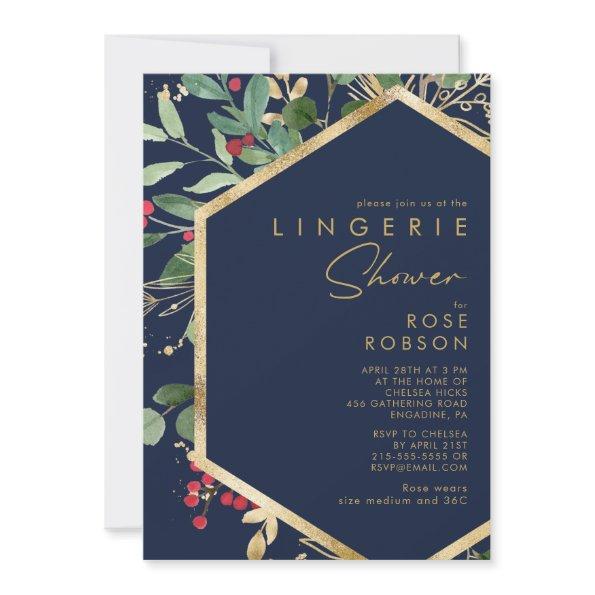 Modern Christmas Greenery | Navy Lingerie Shower I