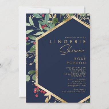 Modern Christmas Greenery | Navy Lingerie Shower I Invitations