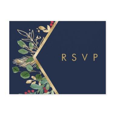 Modern Christmas Greenery | Navy Wedding RSVP Post Post