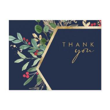 Modern Christmas Greenery Navy Wedding Thank You Post