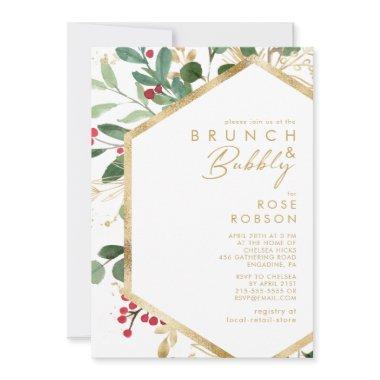 Modern Christmas Greenery White Brunch and Bubbly