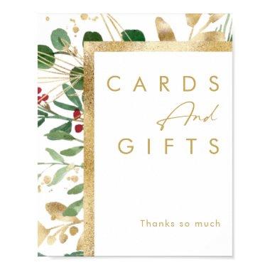 Modern Christmas Greenery | White  and Gifts Poster