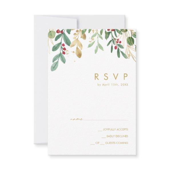 Modern Christmas Greenery | White RSVP Card