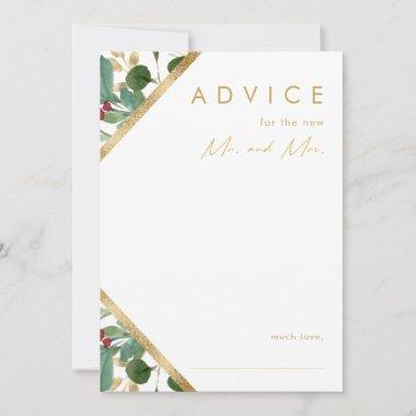 Modern Christmas Greenery | White Wedding Advice Card