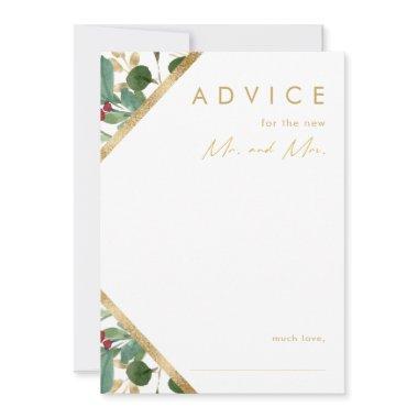 Modern Christmas Greenery | White Wedding Advice Card