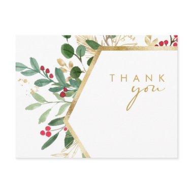 Modern Christmas Greenery White Wedding Thank You Post