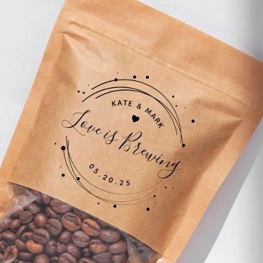 Modern Circular Love is Brewing Wedding Favor Rubber Stamp
