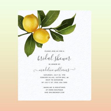 Modern Citrus Lemon Bridal Shower Invitations Paper