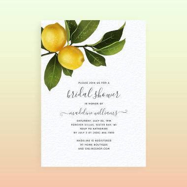 Modern Citrus Lemon Garden Bridal Shower Invitations