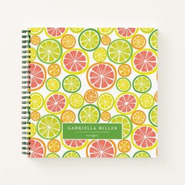 Modern Citrus Pattern Personalized Recipe Notebook