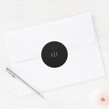 Modern Classic Black Monogram Wedding Sticker