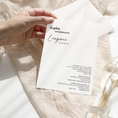 Modern Classic Bridal Lingerie Shower Invitations