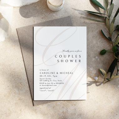 Modern Classic Elegance Calligraphy Couples Shower Invitations