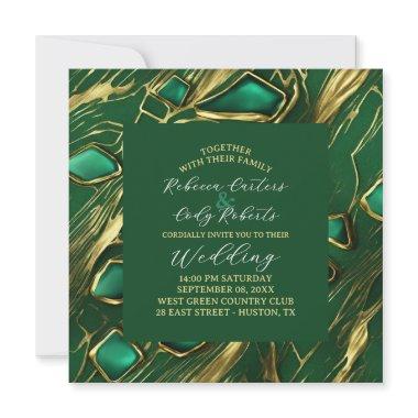 Modern Classic Moody Dark Emerald Green Wedding Invitations