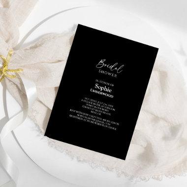 Modern Classic Simple Black Wedding Bridal Shower Invitations