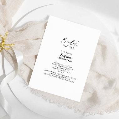 Modern Classic Simple Wedding Bridal Shower Invitations