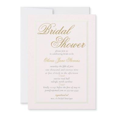 Modern Classic Triple Frame Blush Bridal Shower Invitations