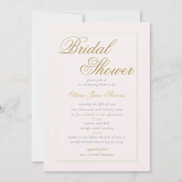 Modern Classic Triple Frame Blush Bridal Shower Invitations