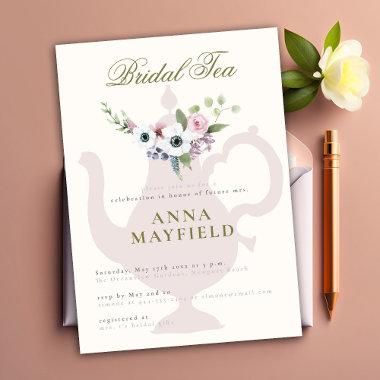 Modern Classy Anemone Floral Boho Bridal Tea Party Invitations