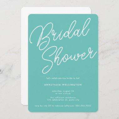Modern Clean Mint Green Script Bridal Shower Invitations