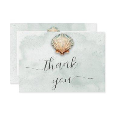 Modern Coastal Seashell Aqua  Thank You