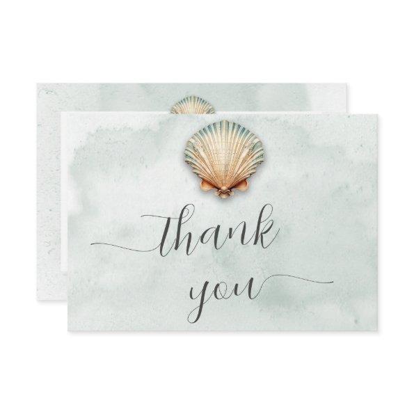 Modern Coastal Seashell Aqua  Thank You