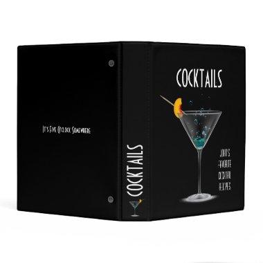 Modern Cocktail Recipe Organizer Martini Glass Mini Binder