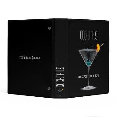 Modern Cocktail Recipe Organizer Martini Glass Mini Binder