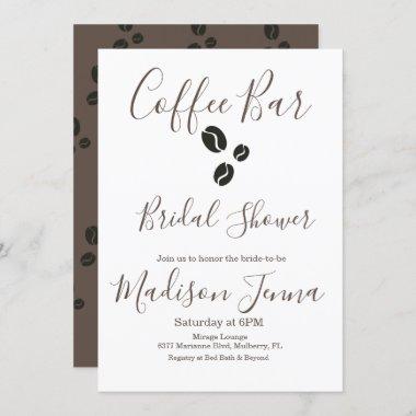 Modern Coffee Bar Beans Bridal Shower Invitations