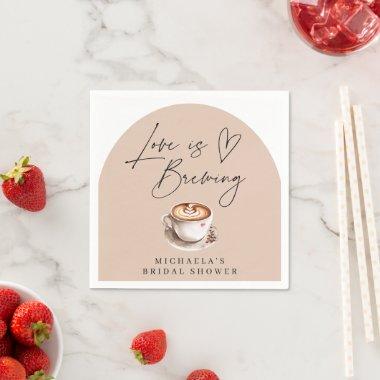 Modern Coffee Love is Brewing Heart  Napkins