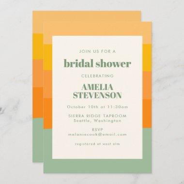 Modern Color Block Orange Mint Bridal Shower Invitations