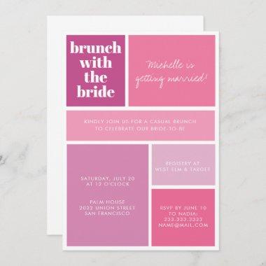 Modern Color Block Pink Purple Bridal Shower Invitations