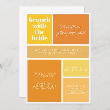 Modern Color Block Yellow Orange Bridal Shower Invitations