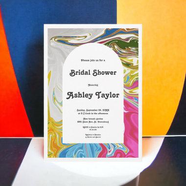 Modern Colorful Abstract Artistic Bridal Shower Invitations