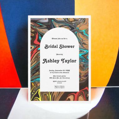 Modern Colorful Artistic Abstract Bridal Shower Invitations