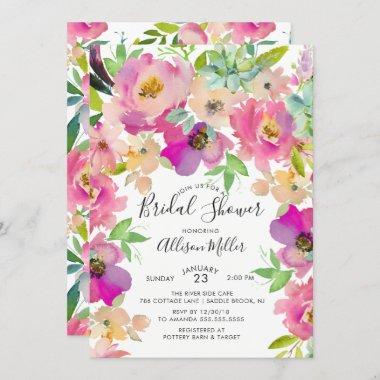 Modern Colorful Floral Bridal Shower Invitations