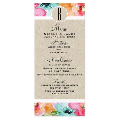Modern Colorful Spring Floral Watercolor Menu