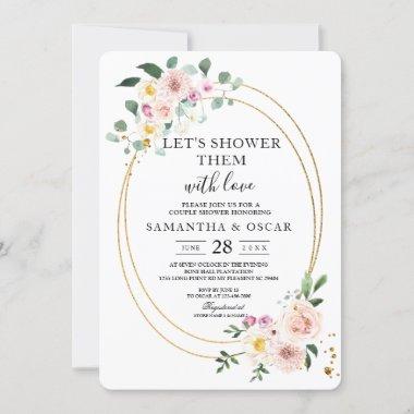 Modern Colorful Spring Watercolor Flowers Invitations