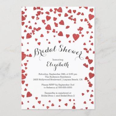 Modern Confetti Hearts Bridal Shower Invitations