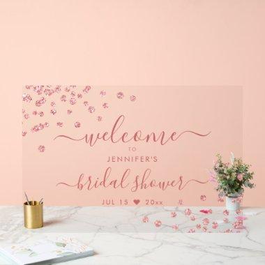 Modern Confetti Script  Welcome Blush Acrylic Sign