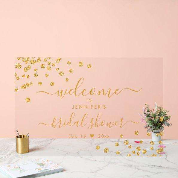 Modern Confetti Script  Welcome Gold Acrylic Sign