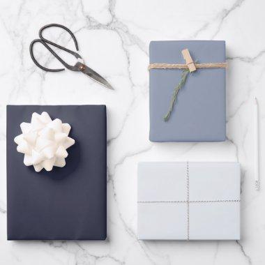 Modern Cool Blue Grey Solid Shades Simple Minimal Wrapping Paper Sheets