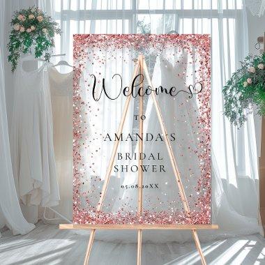 Modern, Copper Glitter Welcome Acrylic Sign