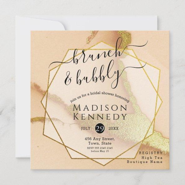 Modern Coral Abstract Brunch Wedding Shower Invitations