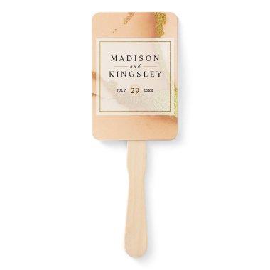 Modern Coral Abstract 💡 Inky Oil Wedding Hand Fan