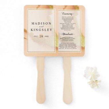 Modern Coral Abstract 💡 Inky Oil Wedding Hand Fan