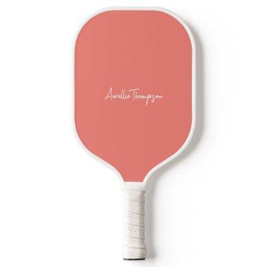 Modern Coral Bridesmaid Bridal Party Monogram Pickleball Paddle