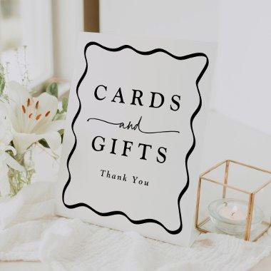 Modern Cream and Black Wavy Frame  and Gifts Pedestal Sign
