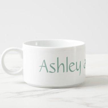 Modern Custom Name Light Blue and White Bowl